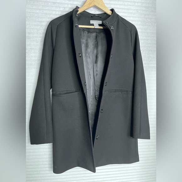 H&M short wool-blend coat women size 4 black long sleeve lined - Picture 13 of 14
